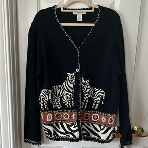 Arriviste Vintage Black Zebra Pattern Women's Cardigan